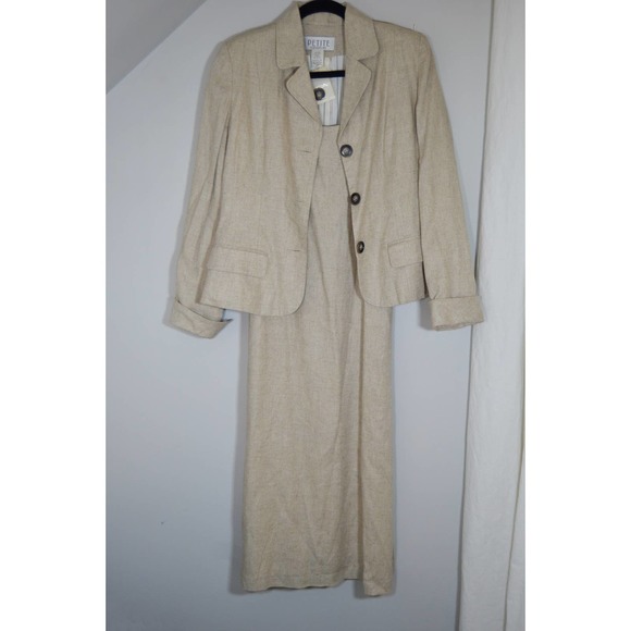 NWT vintage Petite sophisticate tan dress and blazer size 8 - Picture 1 of 12